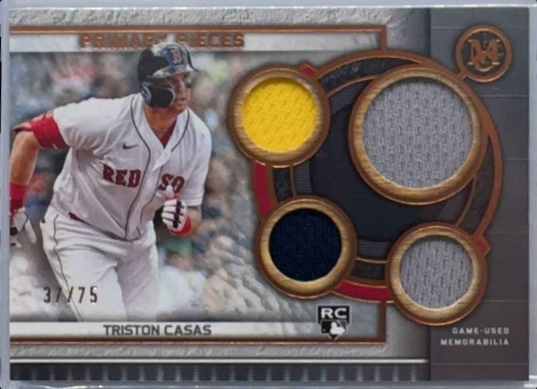 Triston Casas 2023 Topps Museum Collection #SPPPQR-TC Single Player Primary Pieces Quad Relics - Copper /75 Rookie RAW