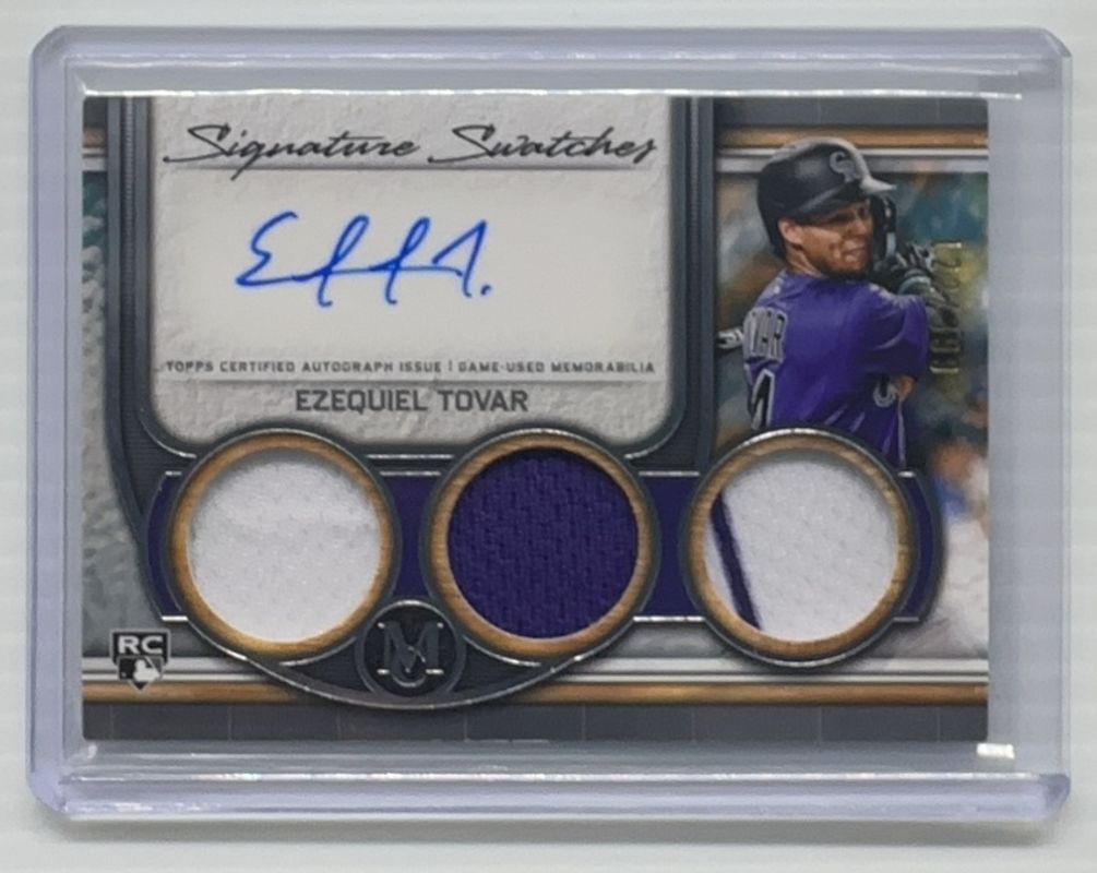 Ezequiel Tovar 2023 Topps Museum Collection #SWTRA-ET Single Player Signatures Swatches Triple Relic Autographs /199 Rookie RAW