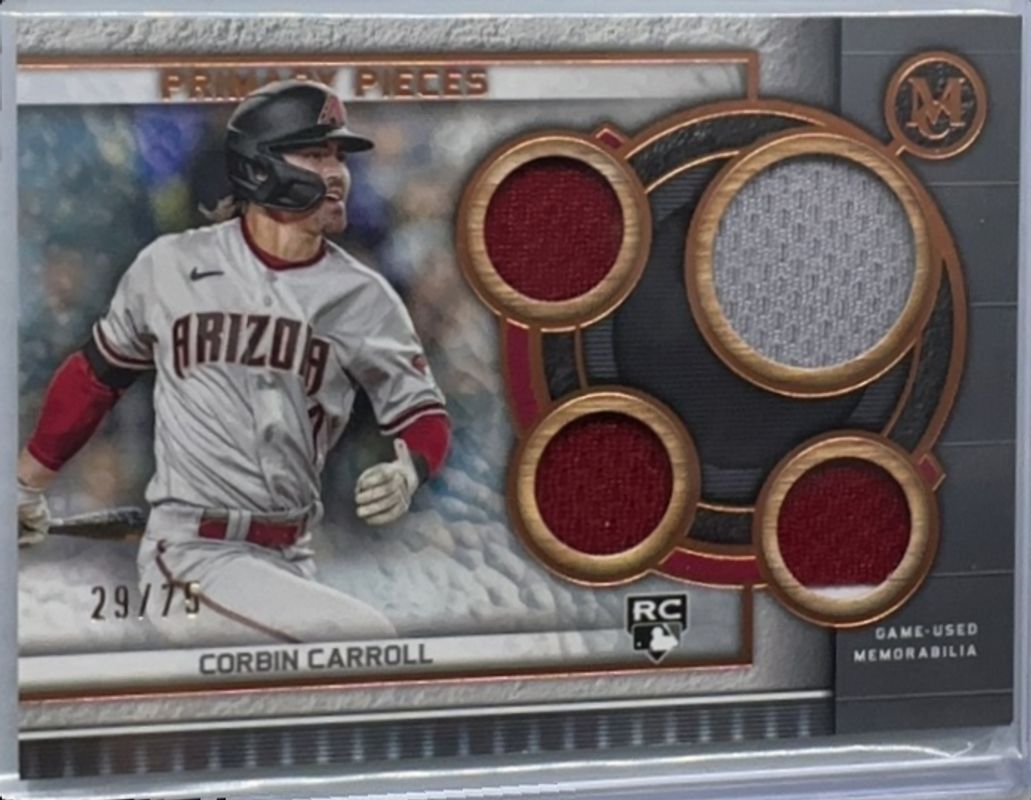 Corbin Carroll 2023 Topps Museum Collection #SPPPQR-CC Single Player Primary Pieces Quad Relics - Copper /75 Rookie RAW