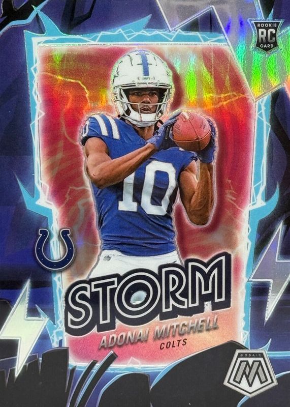 Adonai Mitchell 2024 Mosaic #7 Storm - Silver Rookie PSA 10