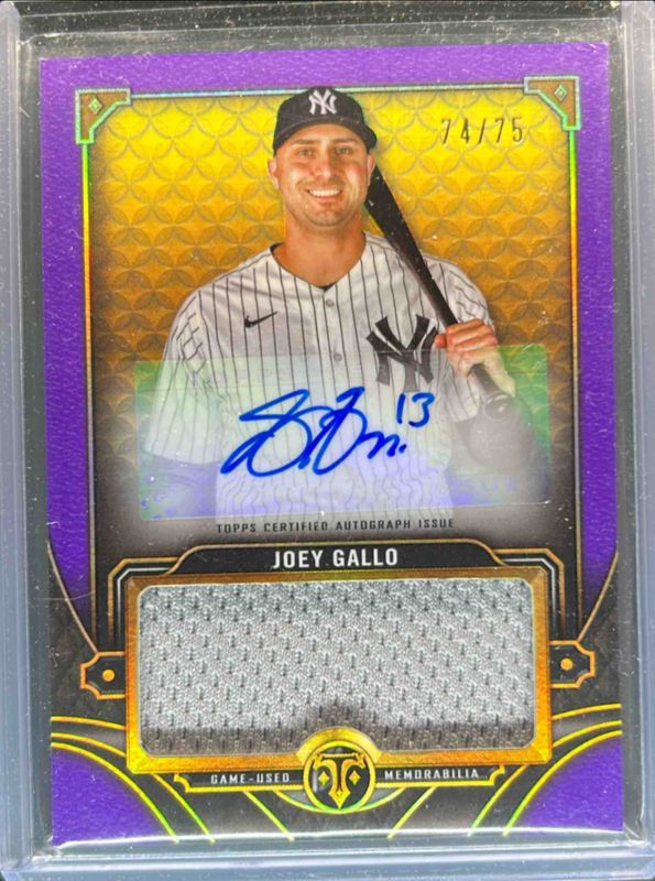 Joey Gallo 2022 Topps Triple Threads #ASJR-JG Autographs Single Jumbo Relics - Amethyst /75 RAW