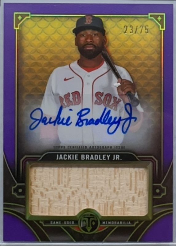 Jackie Bradley Jr. 2022 Topps Triple Threads #ASJR-JBJ Autographs Single Jumbo Relics - Amethyst /75 RAW