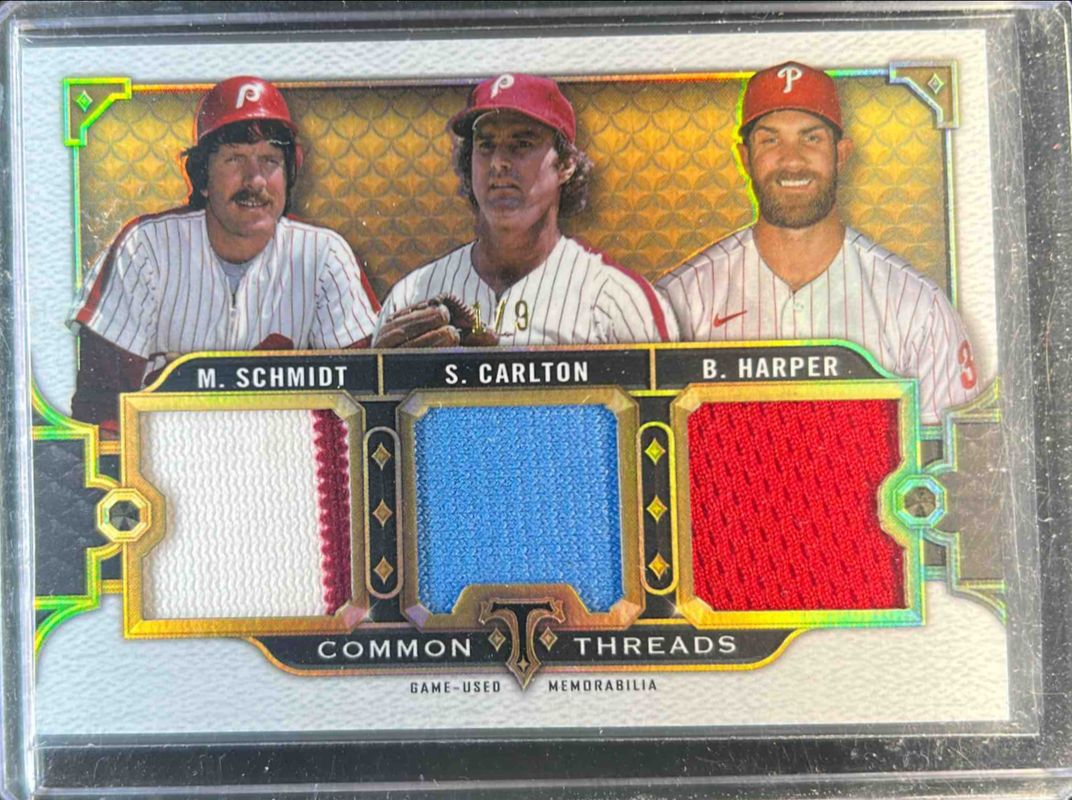 2022 Topps Triple Threads #CTTR-CSH Common Threads Three-Player Triple Relics /9