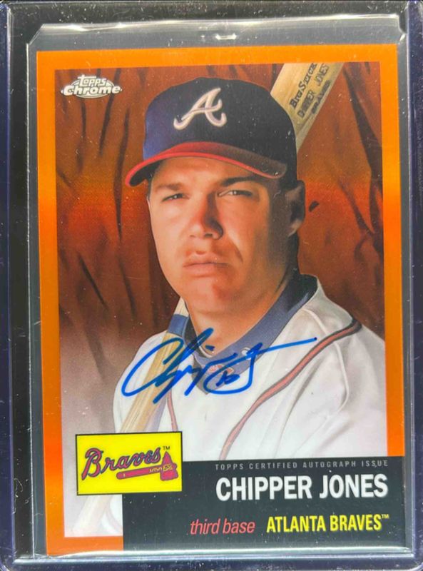 Chipper Jones 2022 Topps Chrome Platinum Anniversary #CPA-CJ Autographs - Orange Refractor /25 RAW
