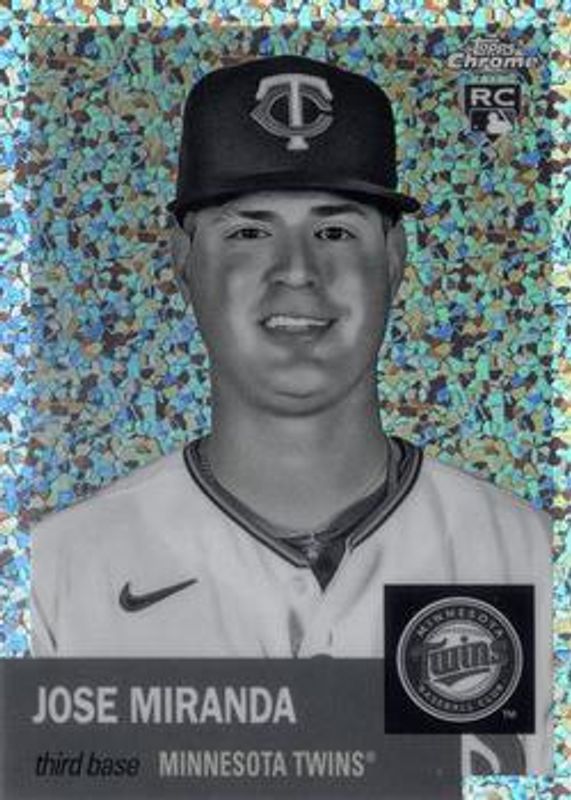 Jose Miranda 2022 Topps Chrome Platinum Anniversary #463 Black & White Mini Diamond Refractor Rookie RAW