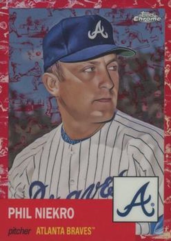 Phil Niekro 2022 Topps Chrome Platinum Anniversary #106 Platinum Toile Cream Red Refractor /5 RAW