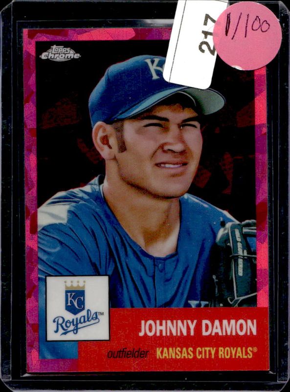 Johnny Damon 2022 Topps Chrome Platinum Anniversary #328 Fuchsia Atomic Refractor /100 RAW