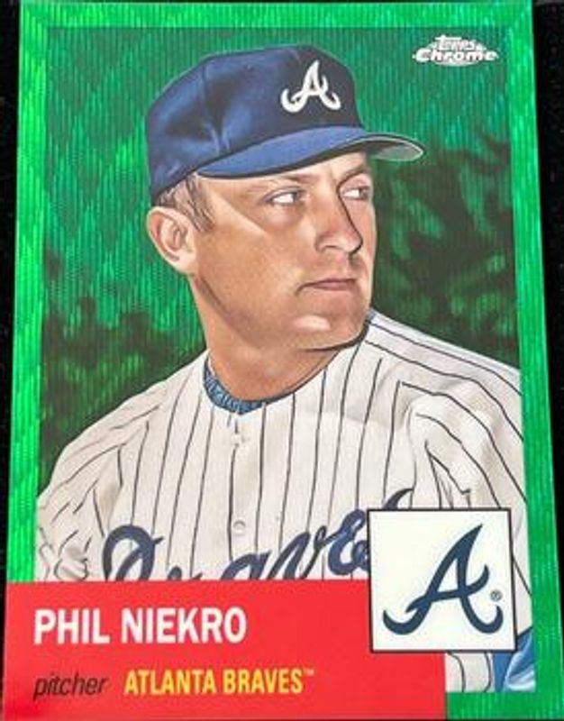 Phil Niekro 2022 Topps Chrome Platinum Anniversary #106 Green Wave Refractor /99 RAW
