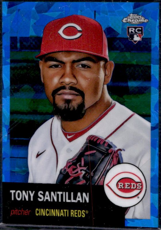 Tony Santillan 2022 Topps Chrome Platinum Anniversary #220 Blue Atomic Refractor /100 Rookie RAW
