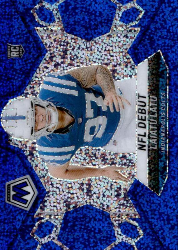 Laiatu Latu 2024 Mosaic #290 NFL Debut - Blue Sparkle /96 Rookie RAW
