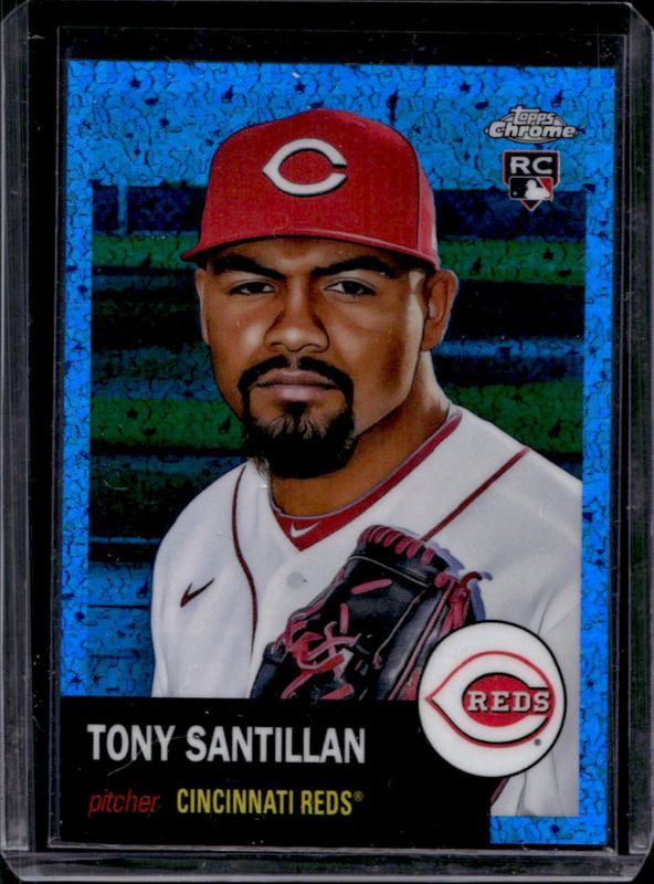 Tony Santillan 2022 Topps Chrome Platinum Anniversary #220 Blue Mini Diamond Refractor /199 Rookie RAW