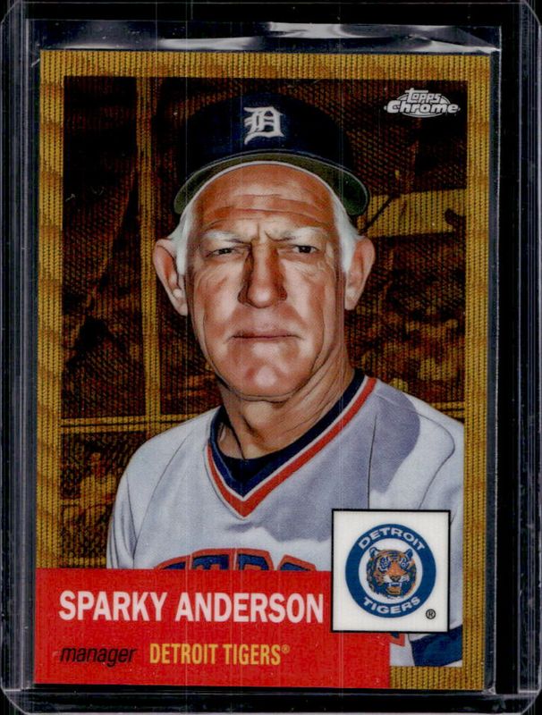 Sparky Anderson 2022 Topps Chrome Platinum Anniversary #487 Gold Wave Refractor /50 RAW