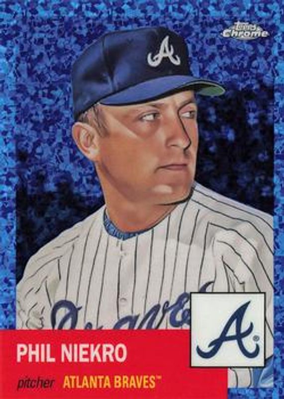 Phil Niekro 2022 Topps Chrome Platinum Anniversary #106 Blue Mini Diamond Refractor /199 RAW