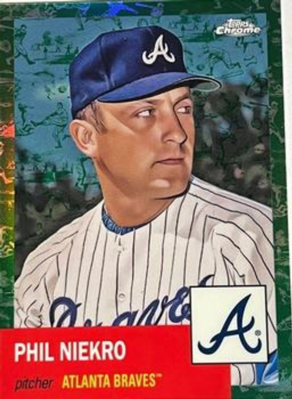 Phil Niekro 2022 Topps Chrome Platinum Anniversary #106 Platinum Toile White Green Refractor /99 RAW