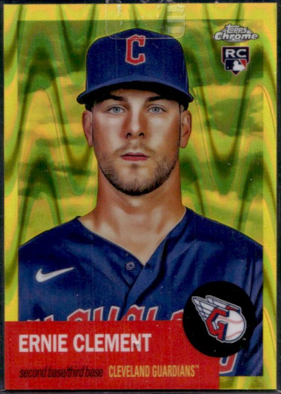 Ernie Clement 2022 Topps Chrome Platinum Anniversary #151 Yellow RayWave Refractor /250 Rookie RAW