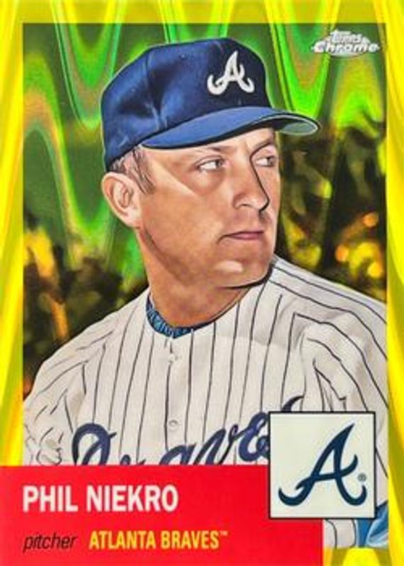 Phil Niekro 2022 Topps Chrome Platinum Anniversary #106 Yellow RayWave Refractor /250 RAW