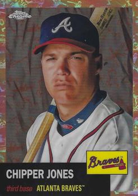 Chipper Jones 2022 Topps Chrome Platinum Anniversary #40 Platinum Toile Cream Rose Gold Refractor /75 RAW