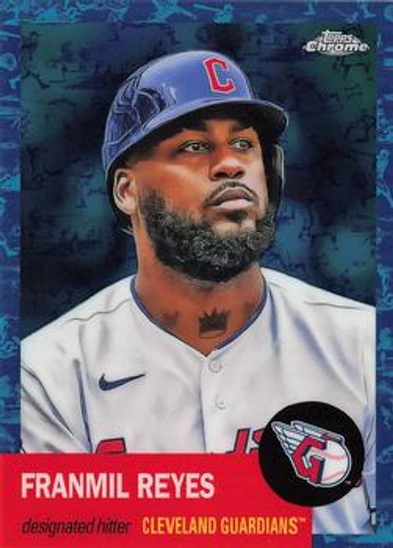 Franmil Reyes 2022 Topps Chrome Platinum Anniversary #221 Platinum Toile White Blue Refractor /199 RAW