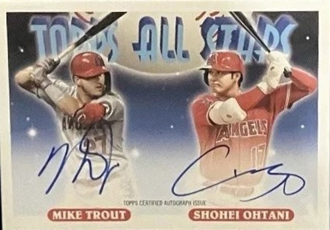 Mike Trout / Shohei Ohtani 2022 Topps Archives #93AS-TO 1993 Topps All-Stars Dual Autographs RAW