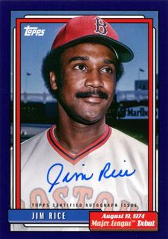 Jim Rice 2022 Topps Archives #72DB-JRE 1992 Topps MLB Debut Autographs - Purple /150 RAW