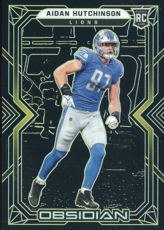 Aidan Hutchinson 2022 Obsidian #121 Electric Etch Yellow /25 Rookie RAW