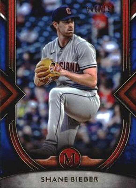 Shane Bieber 2022 Topps Museum Collection #40 Sapphire /150 RAW