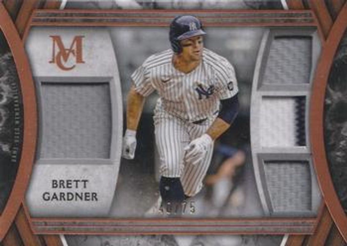 Brett Gardner 2022 Topps Museum Collection #SPPPQR-BG Single-Player Primary Pieces Quad Relics - Copper /75 RAW