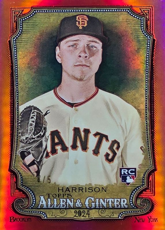 Kyle Harrison 2024 Topps Allen & Ginter #72 Chrome - Red Refractor /5 Rookie RAW