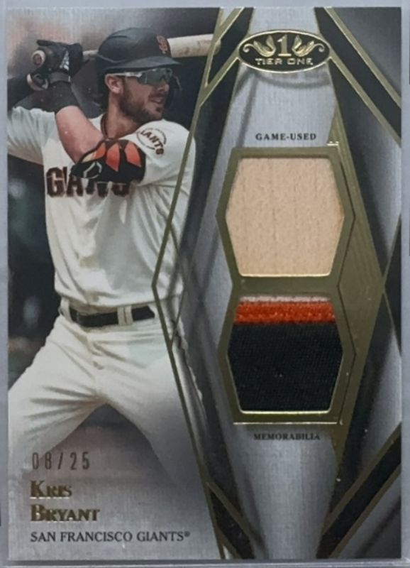 Kris Bryant 2022 Topps Tier One #T2R-KB Relics Dual - Patch /25 RAW
