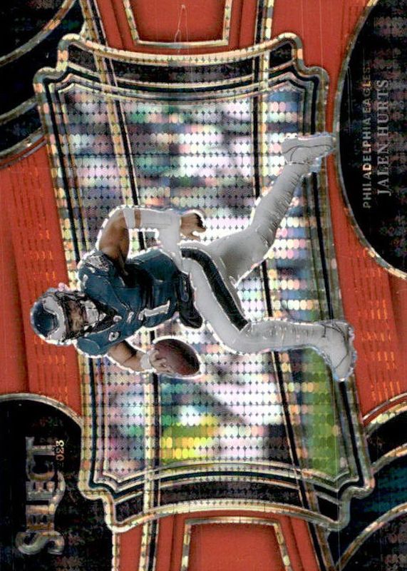 Jalen Hurts 2023 Select #376 Field Level Neon Orange Pulsar /7 RAW