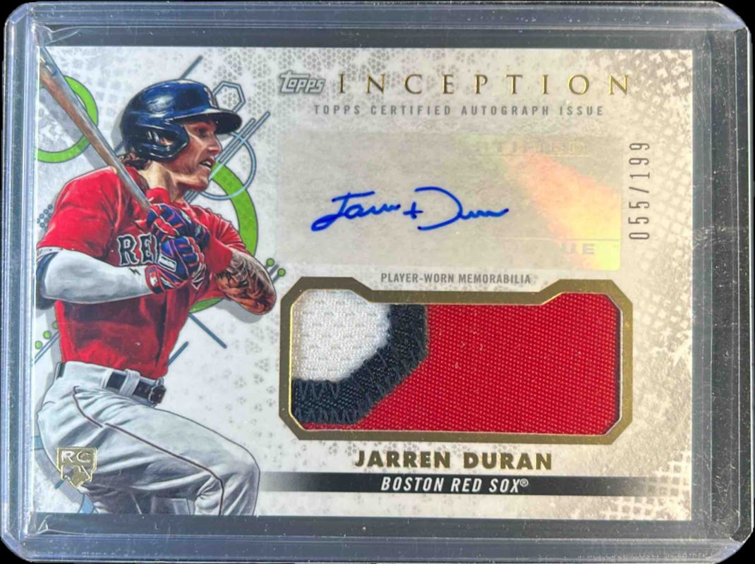 Jarren Duran 2022 Topps Inception #IAP-JD Autographs - Patch /249 Rookie RAW