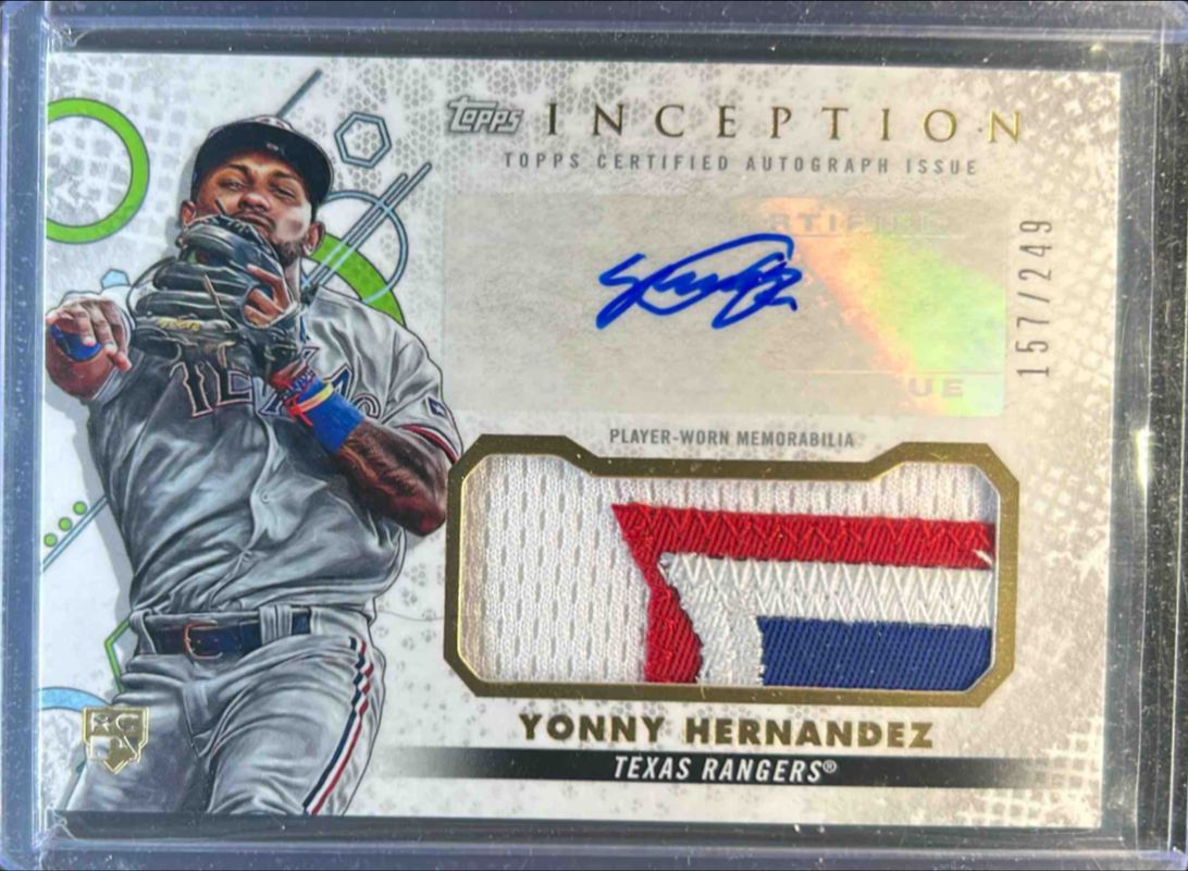 Yonny Hernandez 2022 Topps Inception #IAP-YHE Autographs - Patch /249 Rookie RAW