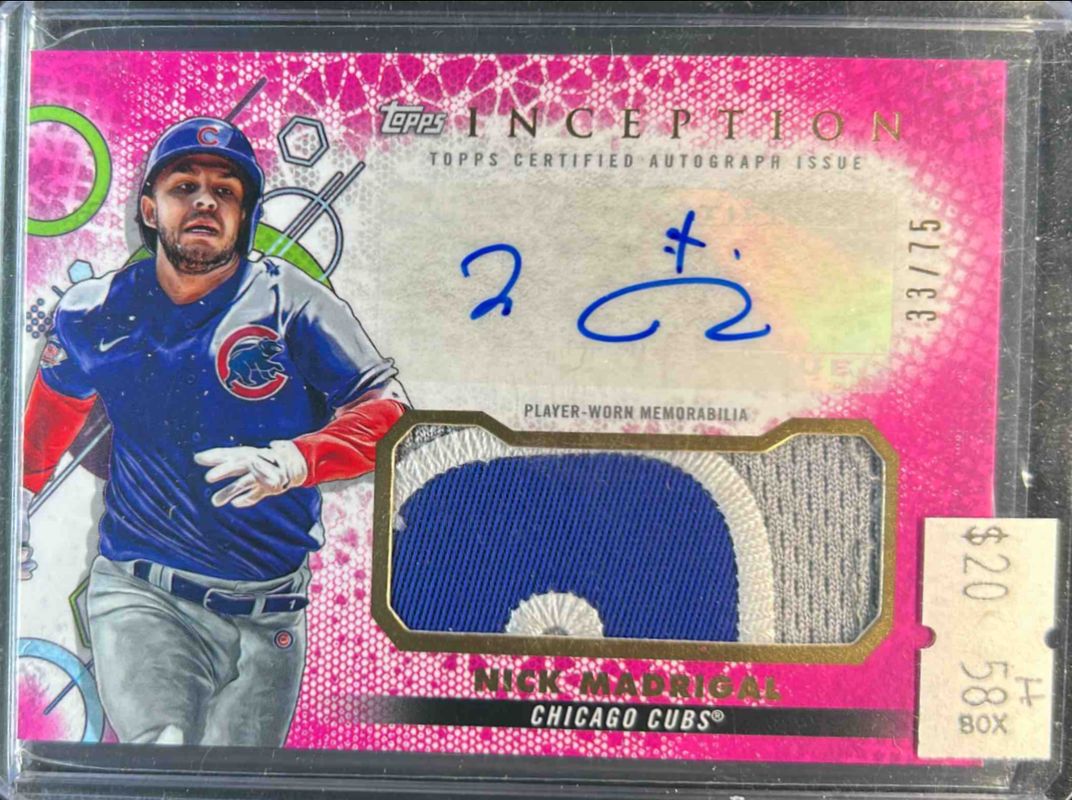 Nick Madrigal 2022 Topps Inception #IAP-NM Autographs Patch - Magenta /75 RAW