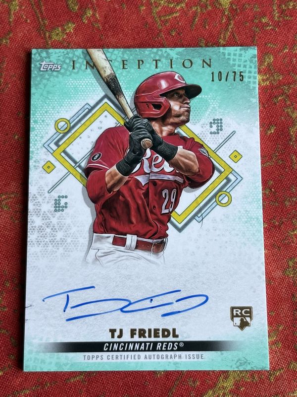 TJ Friedl 2022 Topps Inception #BRES-TJF Rookie & Emerging Stars Autographs - Aqua /75 RAW