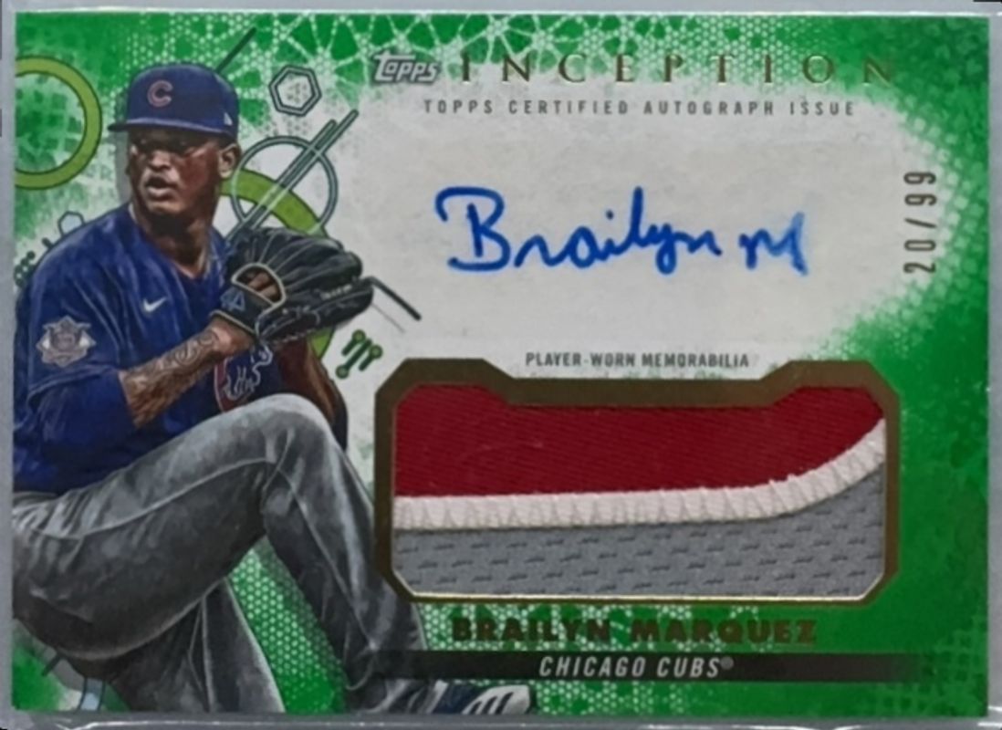Brailyn Marquez 2022 Topps Inception #IAP-BM Autographs Patch - Green /99 RAW