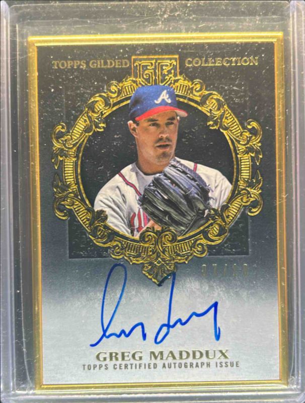 Greg Maddux 2022 Topps Gilded Collection #HAFA-GM Gold Framed Hall of Famer Autographs - Onyx /10 RAW