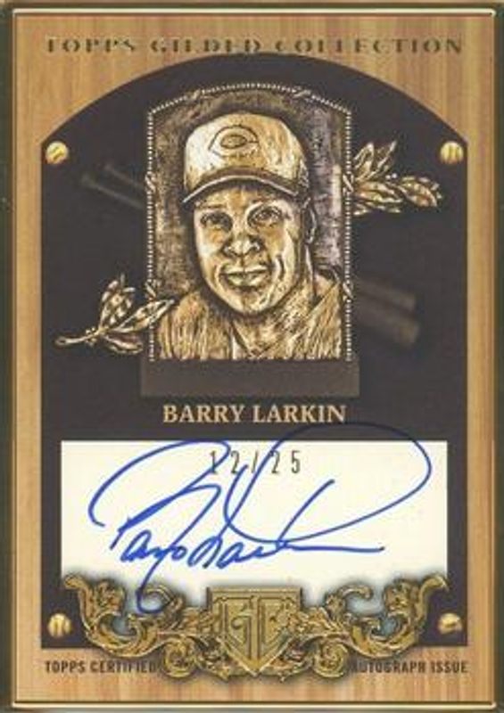 Barry Larkin 2022 Topps Gilded Collection #HAFPA-BL Gold Framed Hall of Famer Plaque Autographs /25 RAW