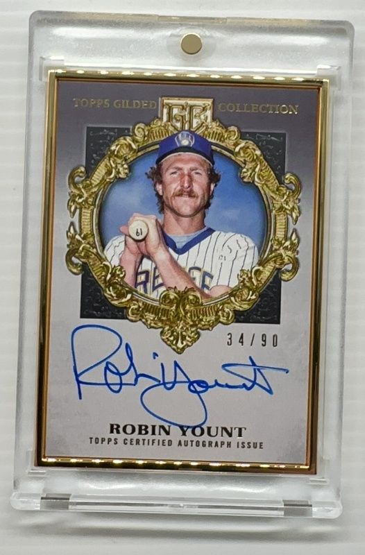 Robin Yount 2022 Topps Gilded Collection #HAFA-RY Gold Framed Hall of Famer Autographs /99 RAW