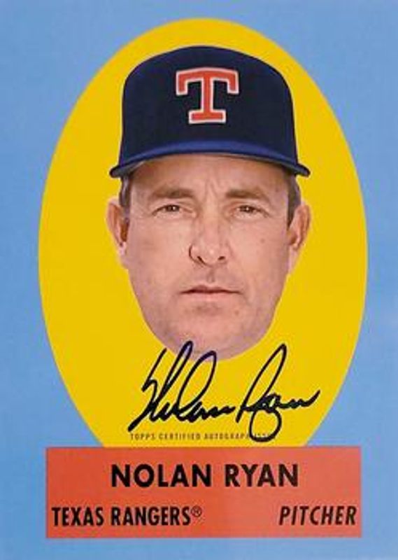 Nolan Ryan 2021 Topps Archives #TPOA-AJ 1963 Topps Peel-Off Autographs - Blue /25 RAW