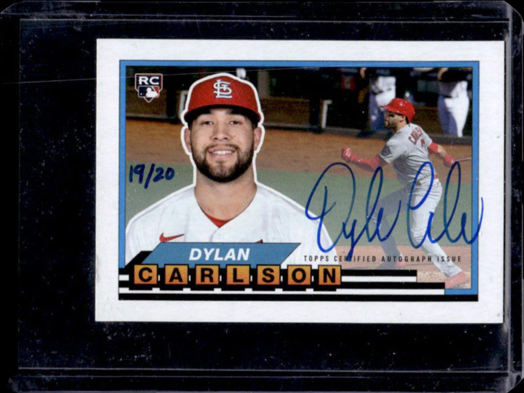 Dylan Carlson 2021 Topps Archives #TBM-10 1989 Topps Big Minis Autographs /20 Rookie RAW