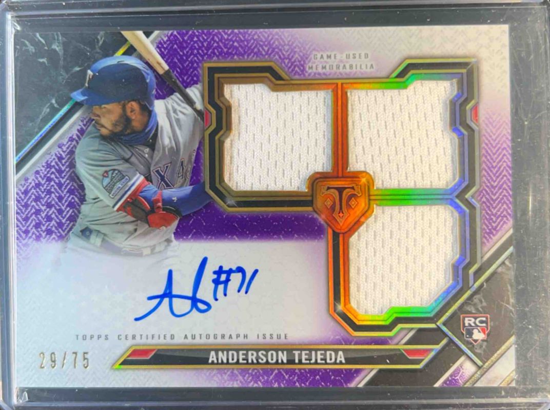 Anderson Tejeda 2021 Topps Triple Threads #RFPAR-AT Rookie & Future Phenoms Autographs Relics - Amethyst /75 RAW