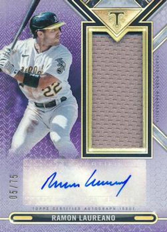 Ramon Laureano 2021 Topps Triple Threads #ASJR-RL Single Jumbo Relics Autographs - Amethyst /75 RAW