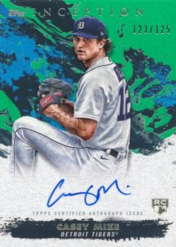 Casey Mize 2021 Topps Inception #RESA-CM Rookie & Emerging Star Autographs - Green /125 RAW