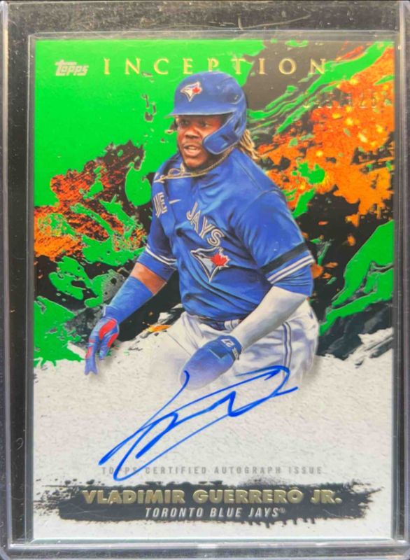 Aaron Judge / Bobby Witt Jr. / Vladimir Guerrero Jr. 2021 Topps Inception #RESA-VGJ Rookie & Emerging Star Autographs - Green /125 RAW