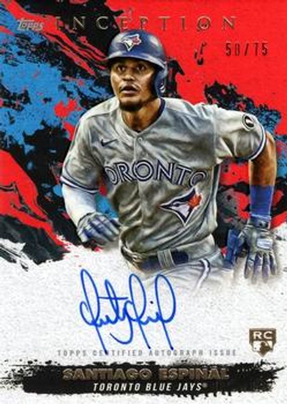 Santiago Espinal 2021 Topps Inception #RESA-SE Rookie & Emerging Star Autographs - Red /75 RAW