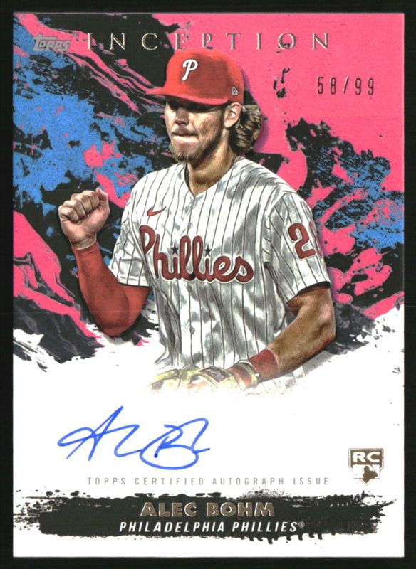 Alec Bohm 2021 Topps Inception #RESA-AB Rookie & Emerging Star Autographs - Magenta /99 RAW