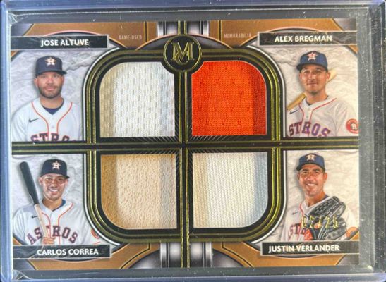 2021 Topps Museum Collection #FPR-ABCV Four-Player Primary Pieces Quad Relics - Gold /25