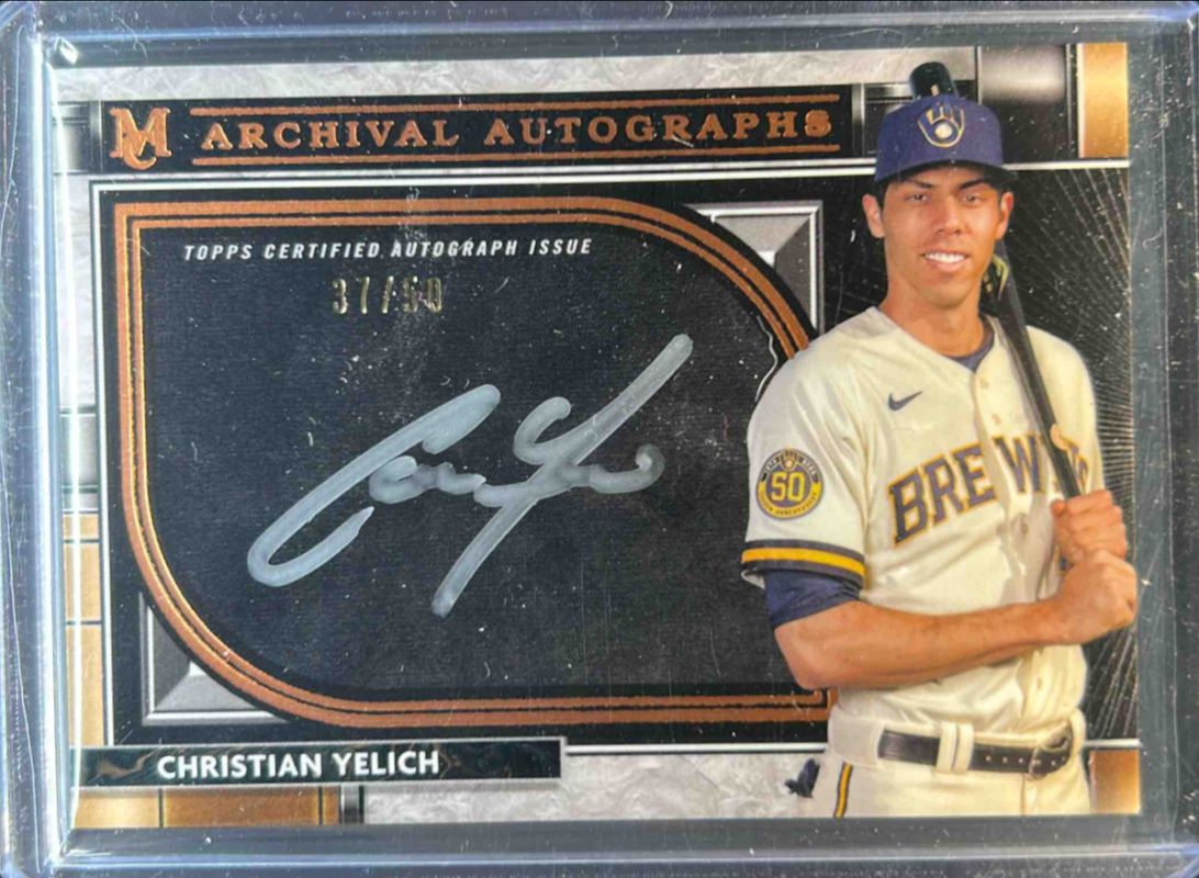 Christian Yelich 2021 Topps Museum Collection #AA-CY Archival Autographs - Copper /50 RAW