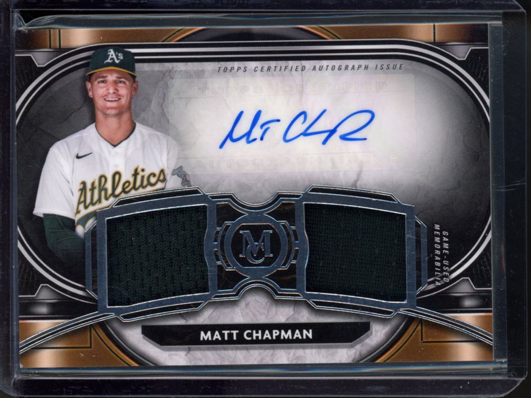 Matt Chapman 2021 Topps Museum Collection #SPDRA-MC Single-Player Signatures Swatches Dual Relic Autographs /271 RAW