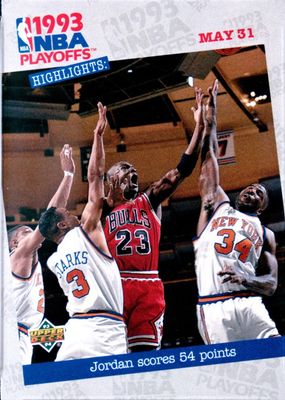 1993 Upper Deck #193 NBA Playoffs Highlights ("Jordan Scores 54 Points")